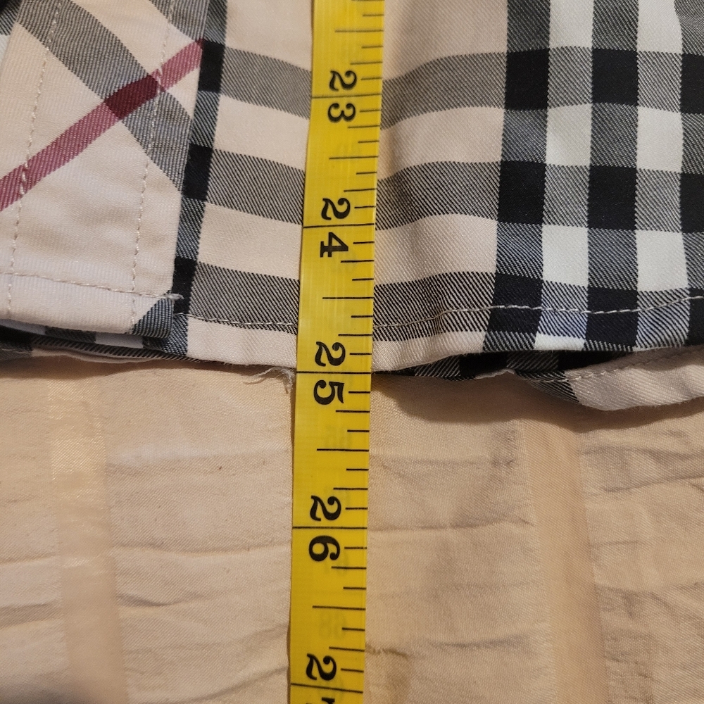 Burberry Beige, Black & Red Plaid Short Sleeve Button Down Shirt - Picture 11 of 15